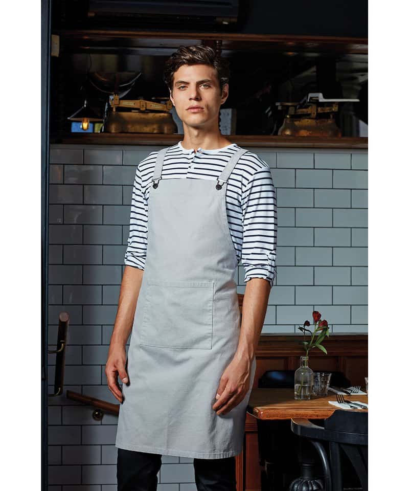 Cross back ‘barista’ bib apron – Premier » Workwear | Customised ...